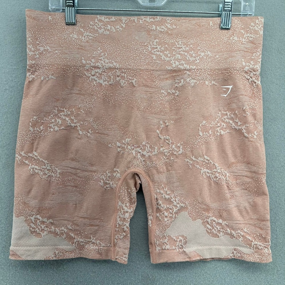 Gymshark Training Shorts High Waisted Peach Pattern Womens 2XL Athleisure Preppy